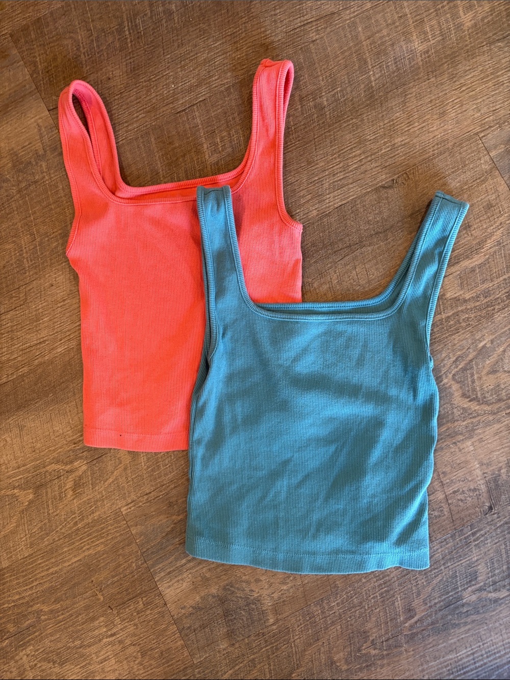 Old Navy Classic Tank Tops. Set of 2 - Coral & Blue. XS